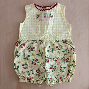 Vintage Frisco floral and yellow gingham romper 24M